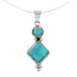 Southwest Turquoise Inlay Sterling Silver Box Chain Necklace Set JX129090